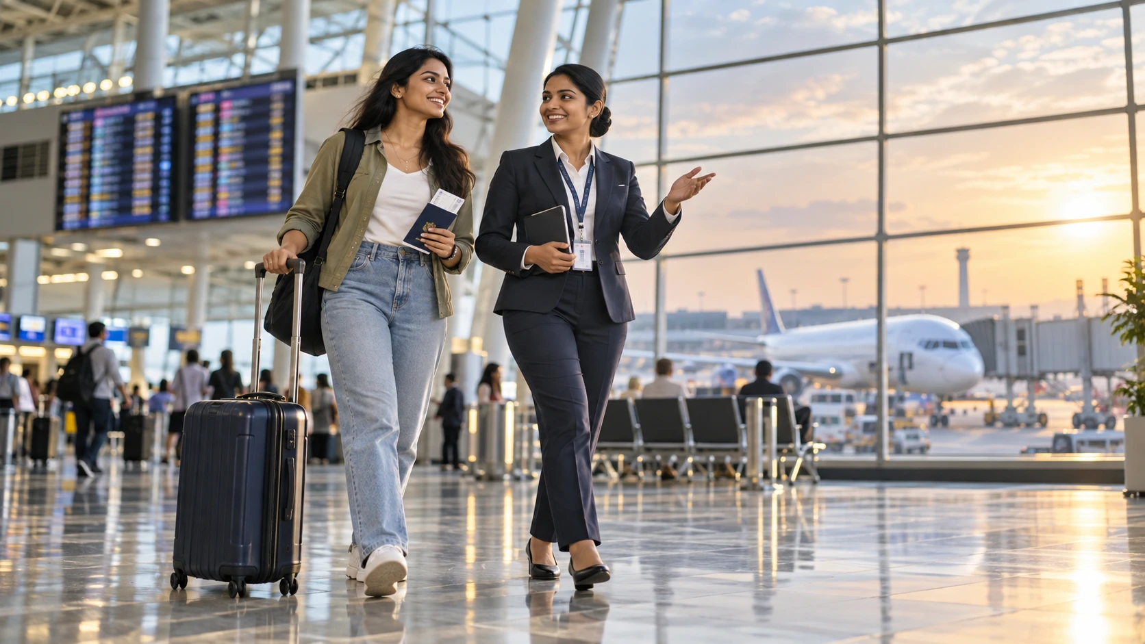 Sri Lankan candidate receiving travel readiness support at an airport